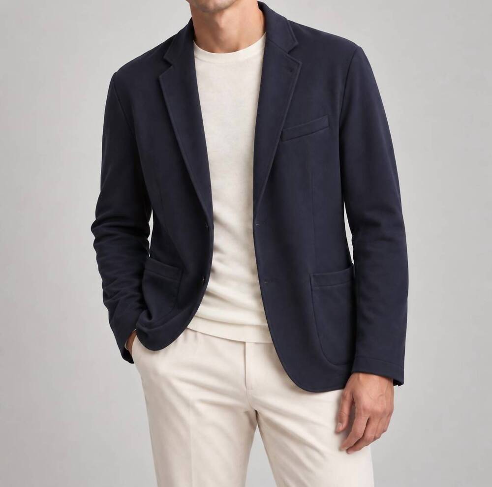 NEW ARMANI EXCHANGE men's jersey style unstructured blazer in navy